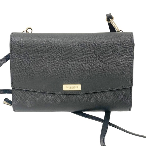 Kate Spade Winni Laurel Way Black Leather‎ Crossbody Wallet Bag